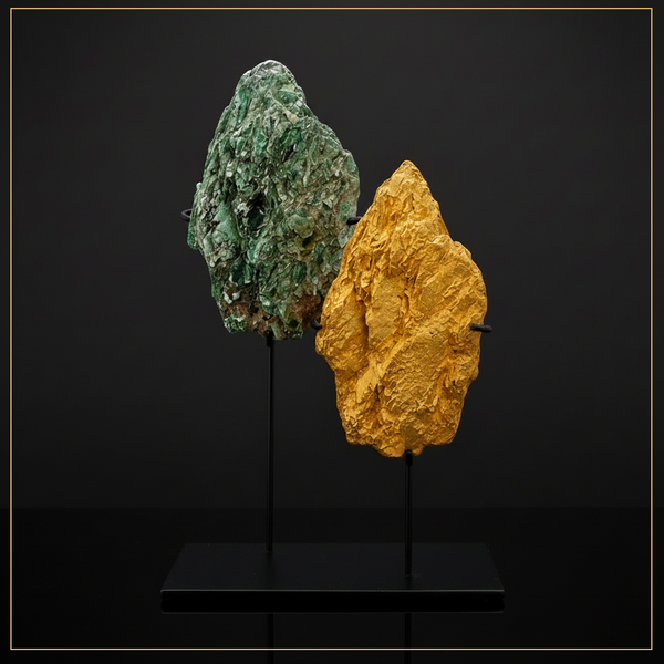 Volcanic Rock Sculptures – Gold & Patina Bronze