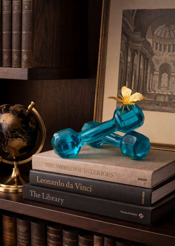 Resin Dumbbells with Gold Butterfly Accent