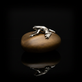 Frog on Pebble – Silver & Bronze Sculpture
