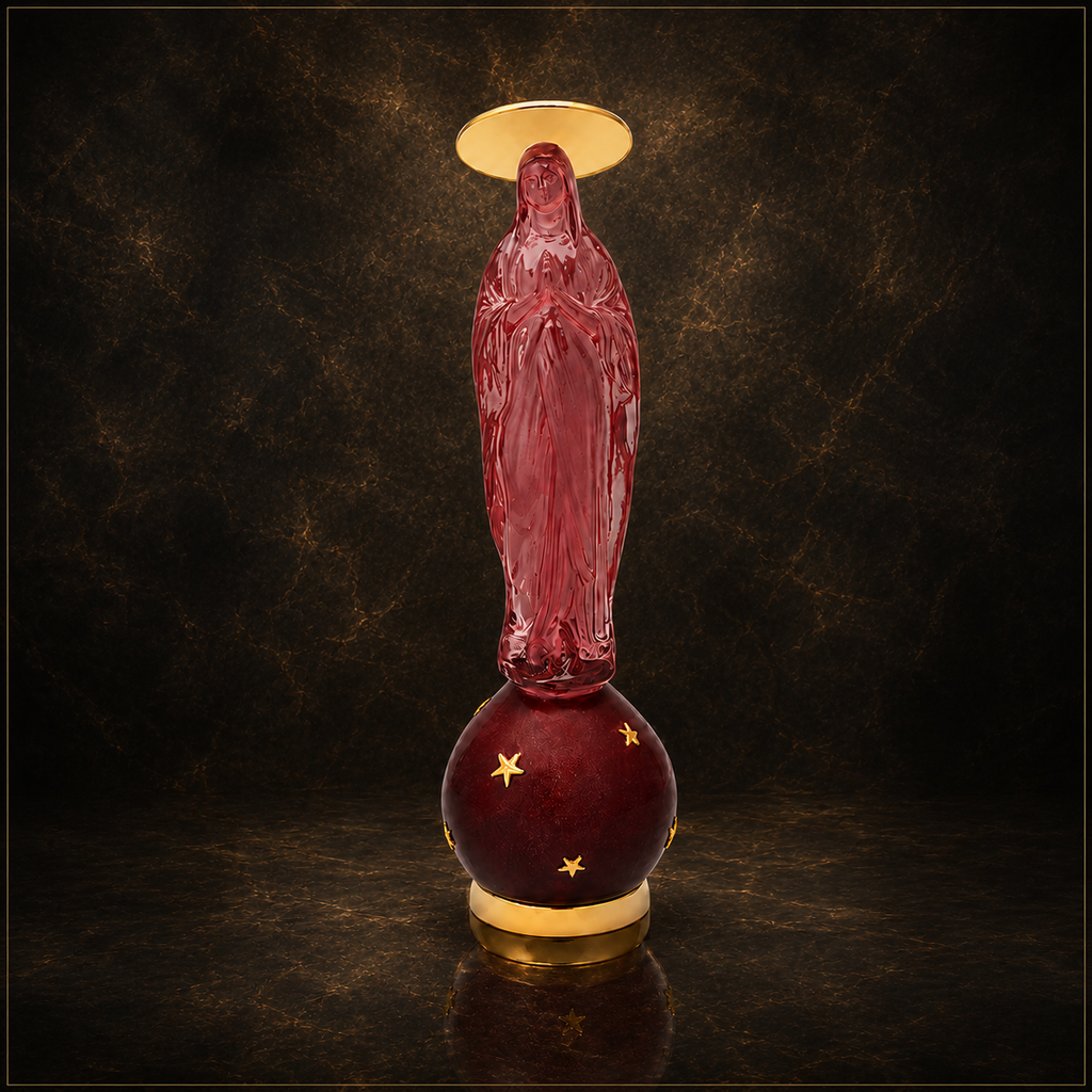 The Holy Virgin – Resin Sculpture with Gold-Plated Bronze Halo with stars