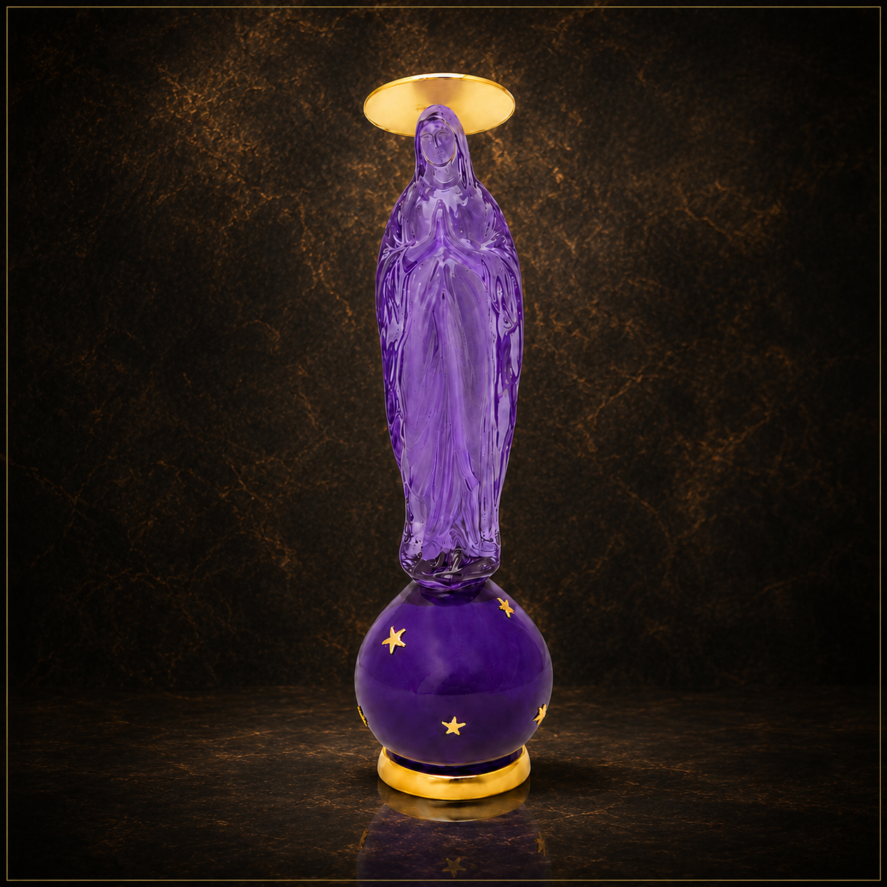 The Holy Virgin – Resin Sculpture with Gold-Plated Bronze Halo with stars