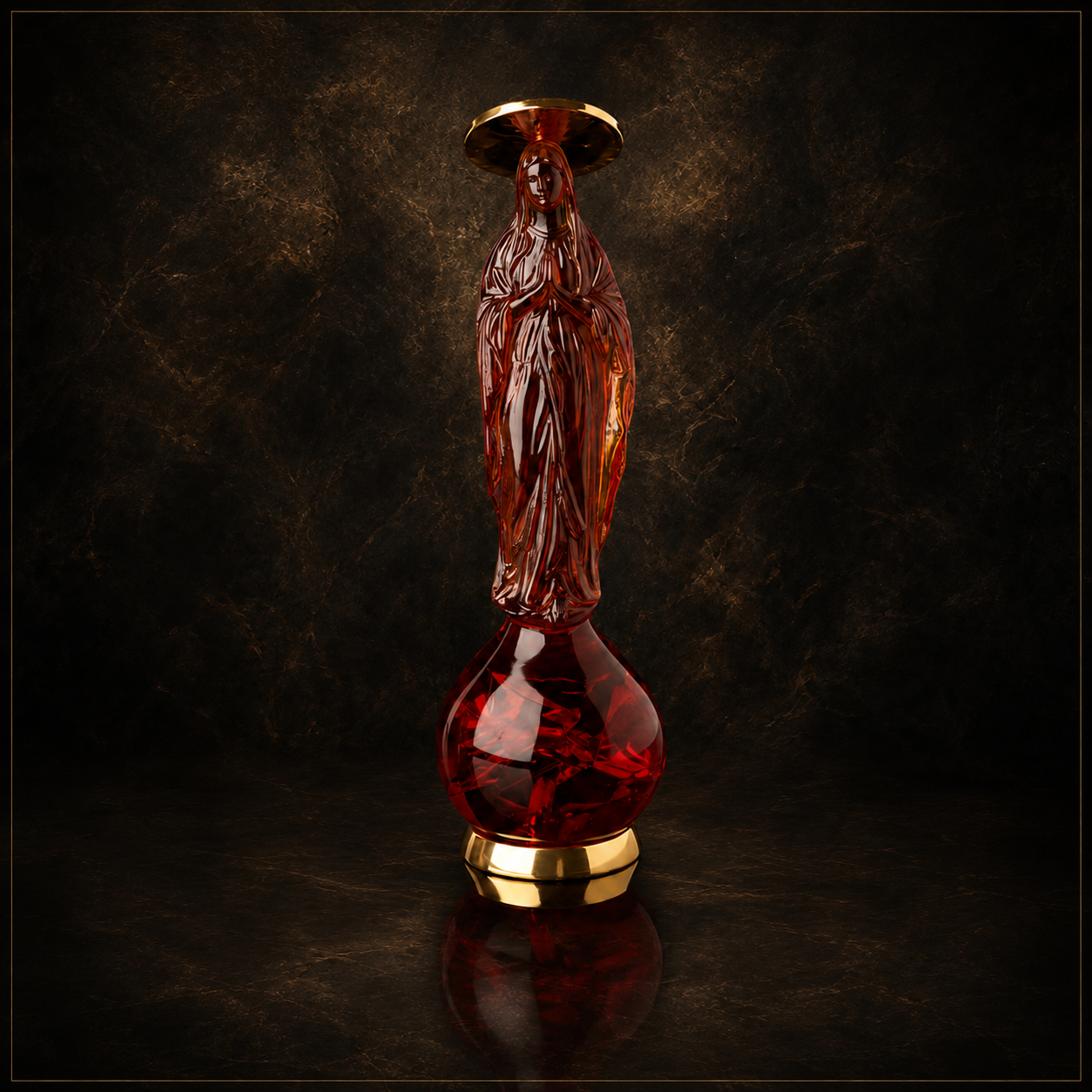 The Holy Virgin – Resin Sculpture with Gold-Plated Bronze Halo