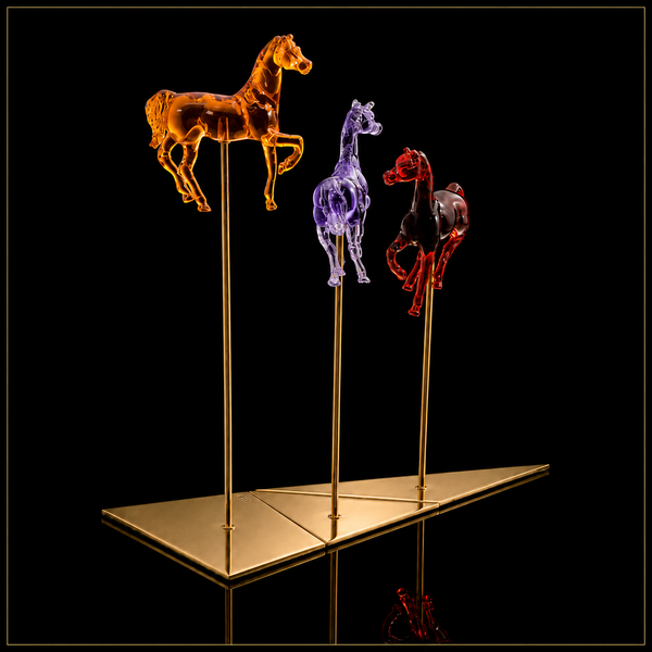 The Fabulous Trio – Resin Horses on Gold Stands
