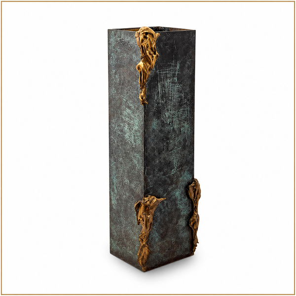 Bronze Patina Vase with Gold Sculpted Accents