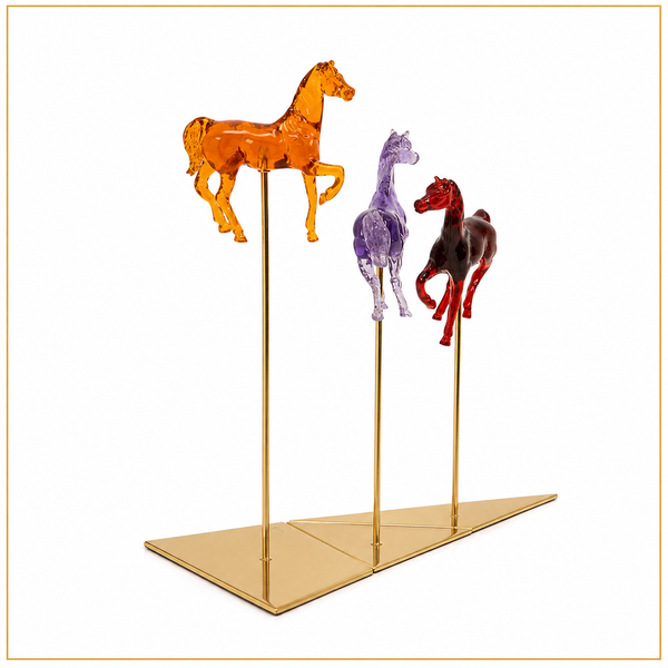 The Fabulous Trio – Resin Horses on Gold Stands