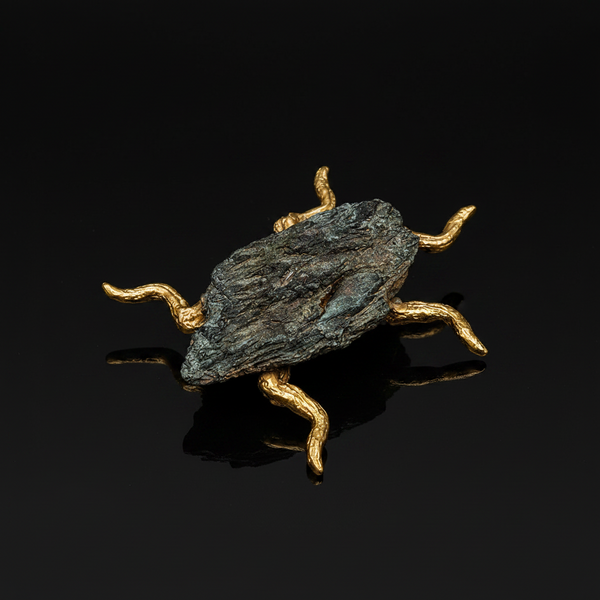 Beetle Sculpture – Patina Bronze with Gold Accents