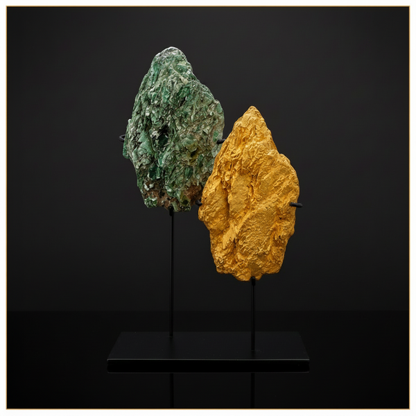 Volcanic Rock Sculptures – Gold & Patina Bronze