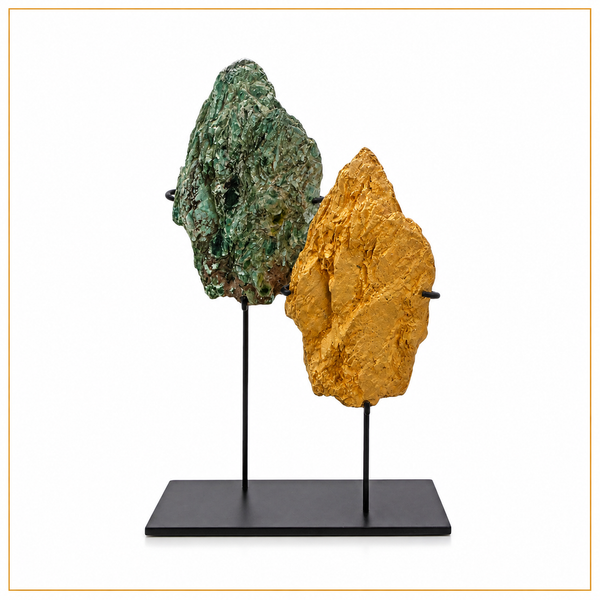 Volcanic Rock Sculptures – Gold & Patina Bronze
