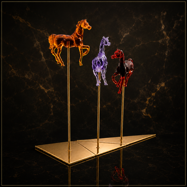 The Fabulous Trio – Resin Horses on Gold Stands